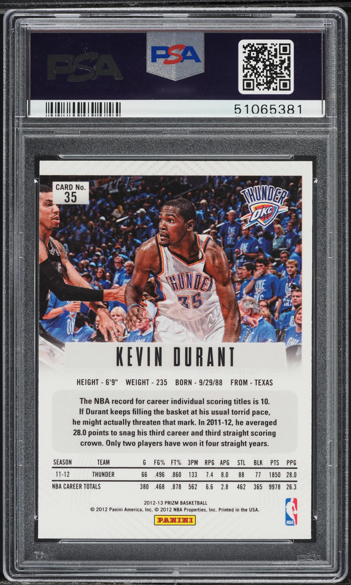 2012 Panini Prizm Kevin Durant #35 PSA 9 MINT