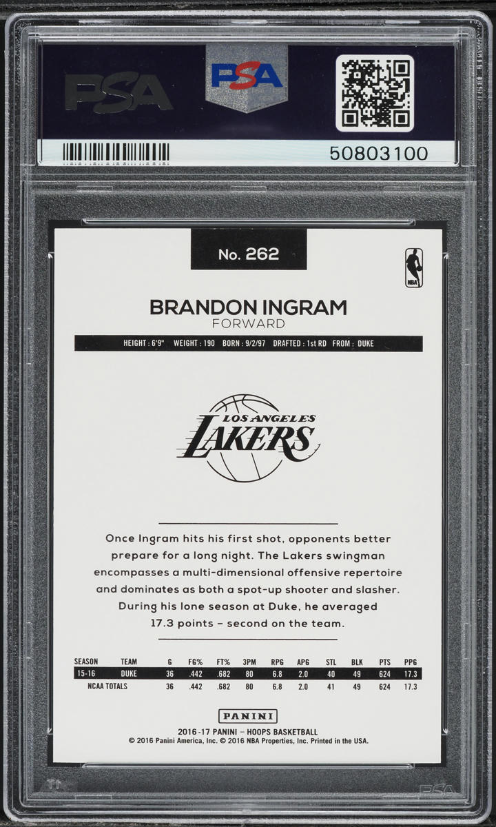 2016 Panini Select blue Brandon Ingram CSG 9 RC lakers #91