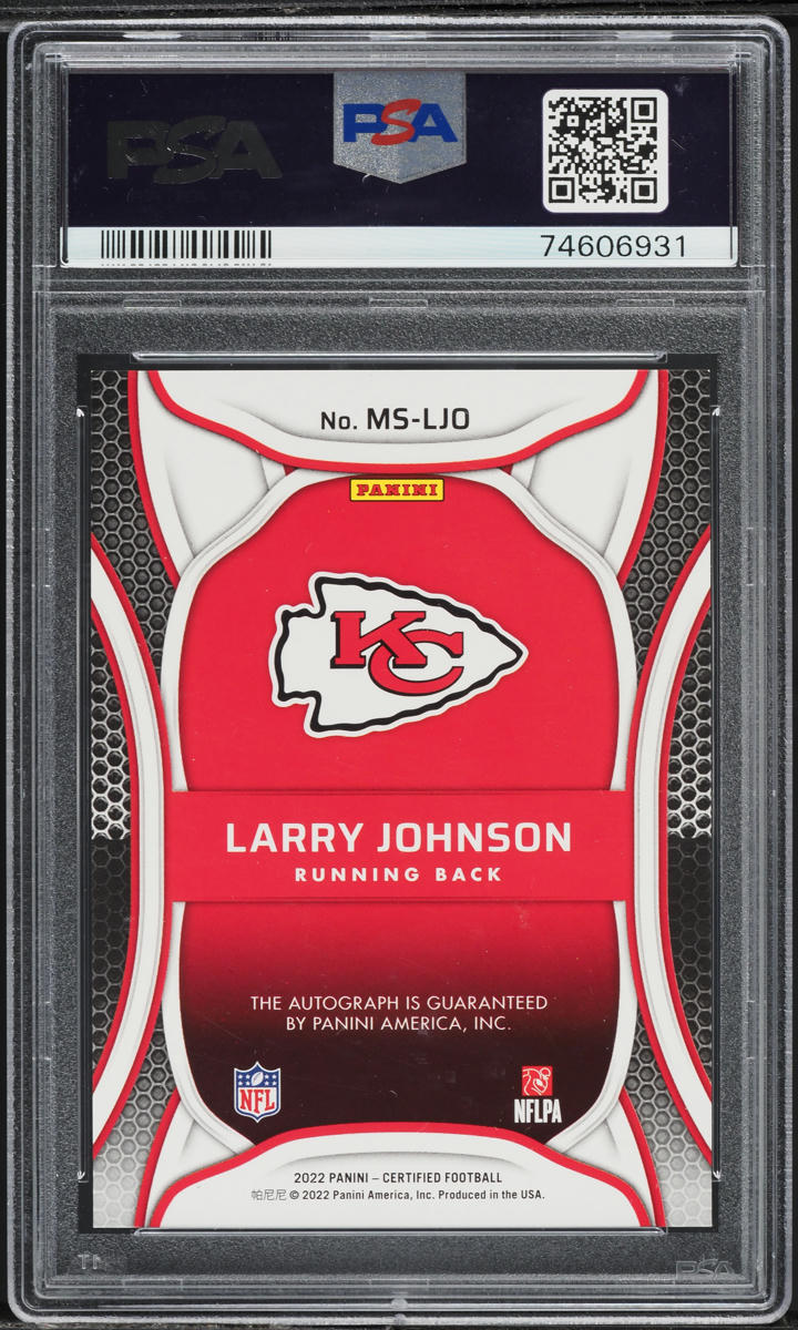 2022 Panini Certified Mirror Red Larry Johnson AUTO /20 #MS-LJO PSA 10 GEM MINT