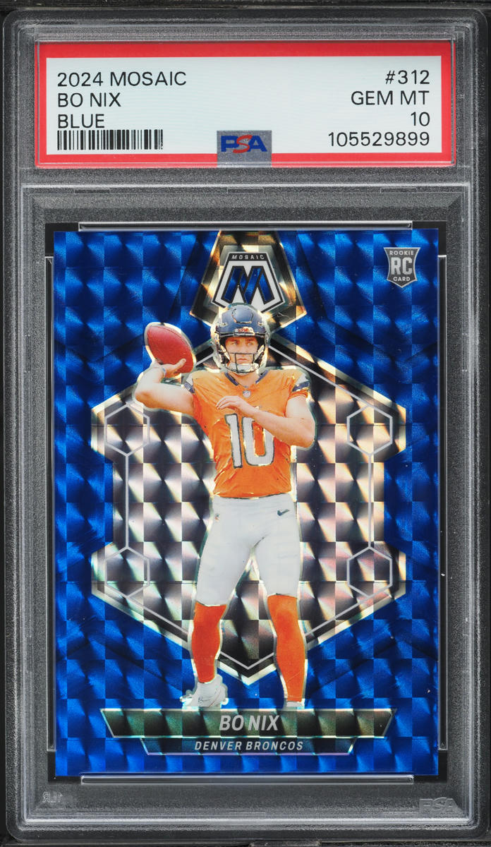 2024 Panini Mosaic Blue Bo Nix ROOKIE /99 #312 PSA 10 GEM MINT