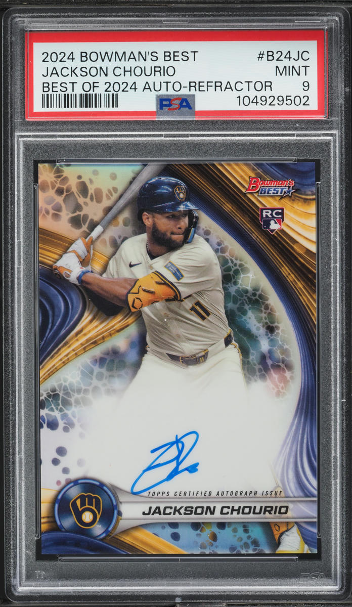 2024 Bowman's Best Of 2024 Refractor Jackson Chourio RC AUTO #B24JC PSA 9 MINT