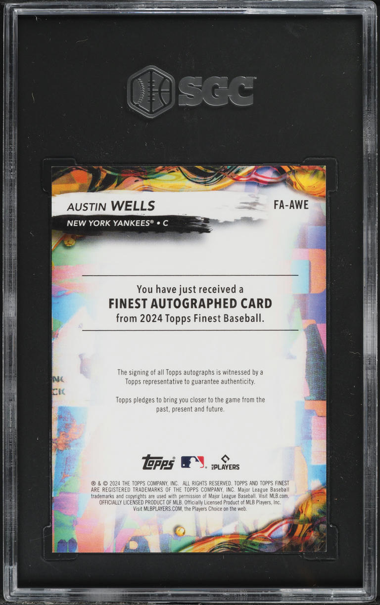 2024 Topps Finest Red Lava Refractor Austin Wells RC AUTO 1/5 #FA-AWE SGC 10 GEM