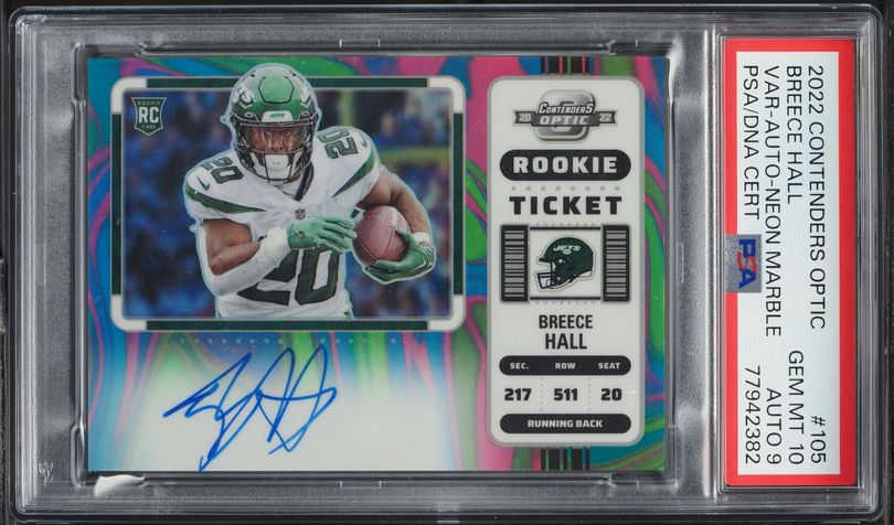 NFL Breece Hall auto 1of1 おまけ付き 2022 National Treasures NFL Breece Hall ROOKIE SHIELD PATCH AUTO 1