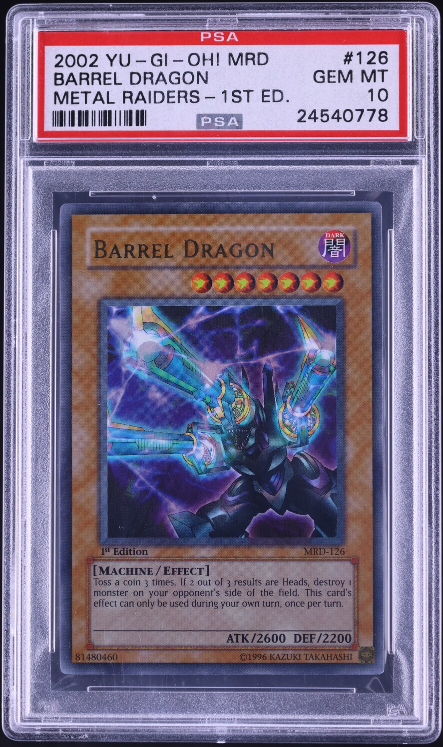 2002 Yu-Gi-Oh! Metal Raiders 1st Edition Barrel Dragon #MRD-126 PSA 10 GEM  MINT on Fanatics Collect