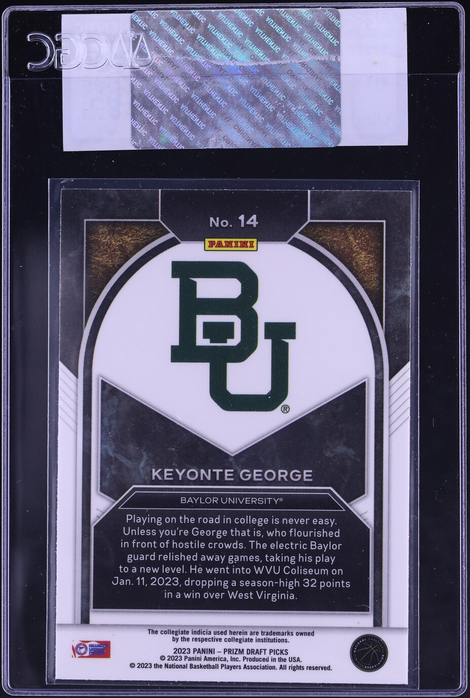 2023 Panini Prizm Draft Picks Brilliance Keyonte George ROOKIE #14 CGC AUTH