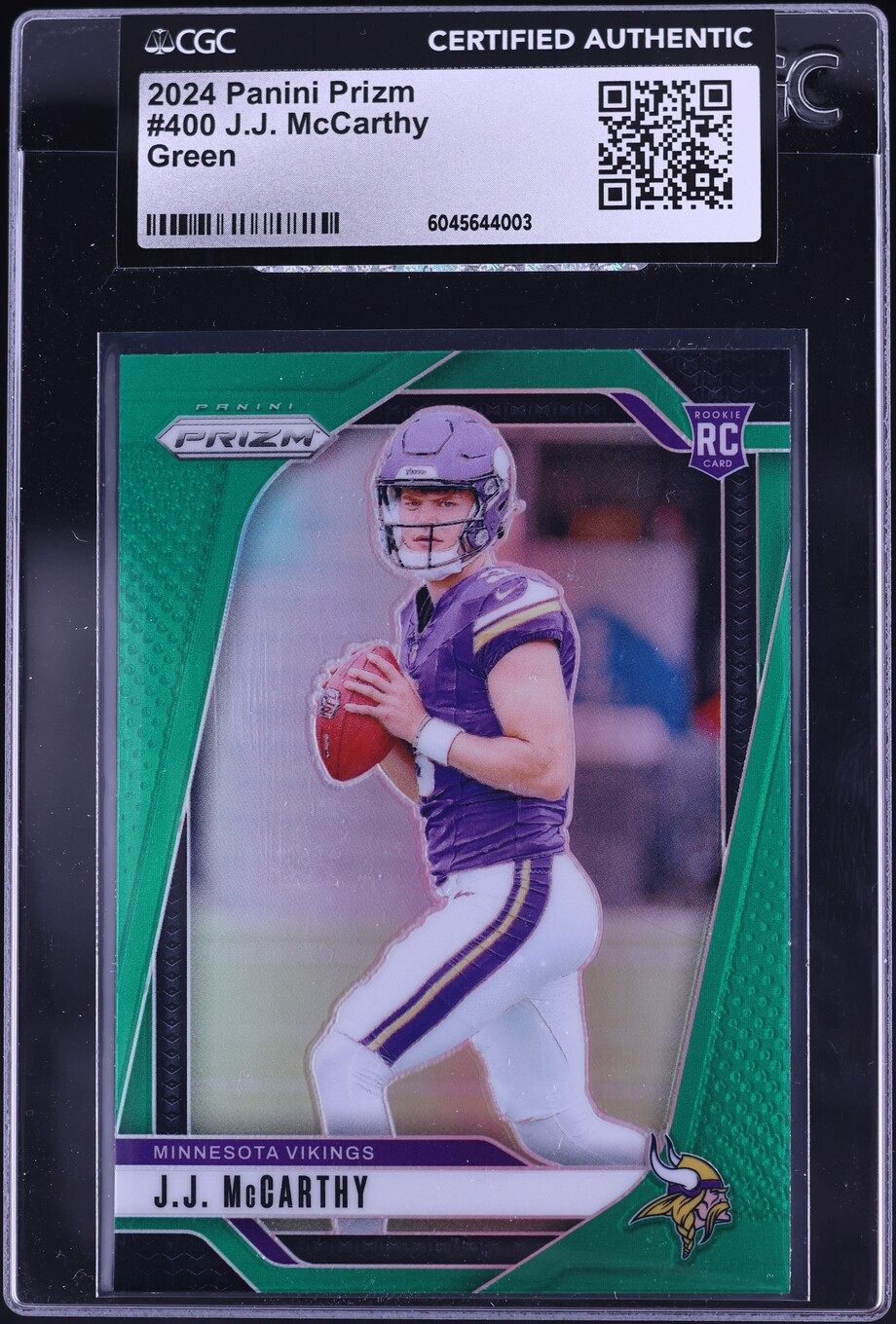 2024 Panini Prizm Green J.J. McCarthy ROOKIE #400 CGC AUTH
