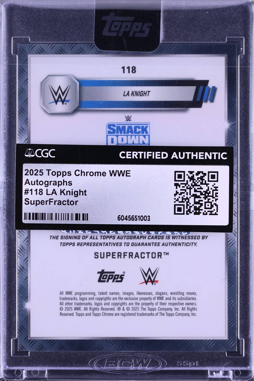 2025 Topps Chrome WWE Superfractor LA Knight AUTO 1/1 #118 CGC AUTH