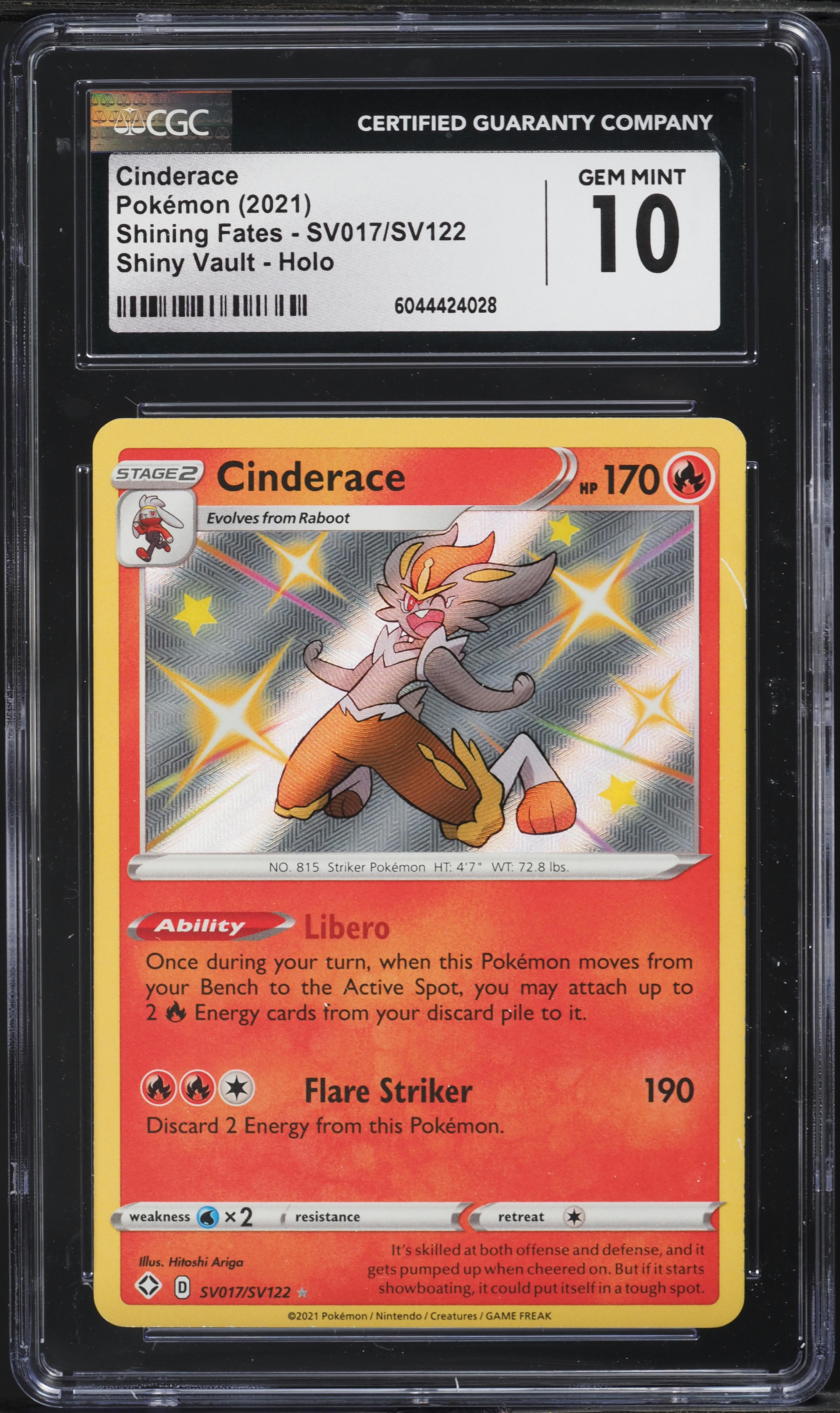 2021 Pokemon SWSH Shining Fates Shiny Vault Holo Shiny Cinderace