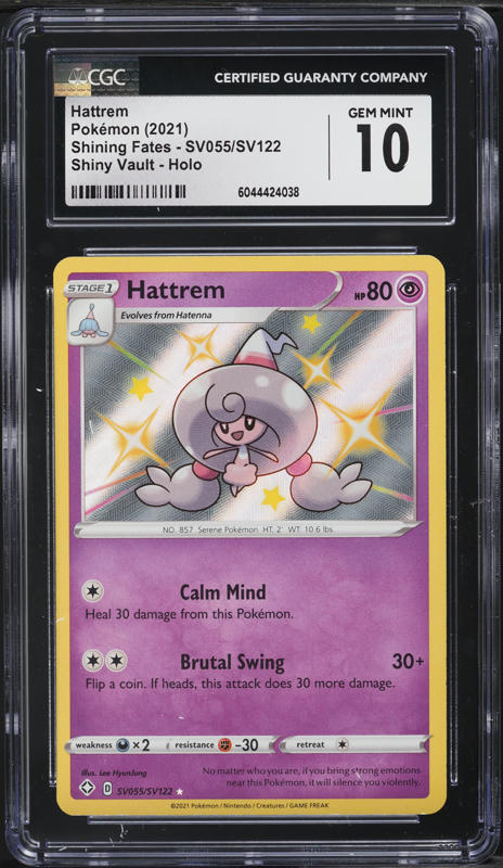 2021 Pokemon SWSH Shining Fates Shiny Vault Holo Hattrem #SV055 CGC 10 GEM MINT