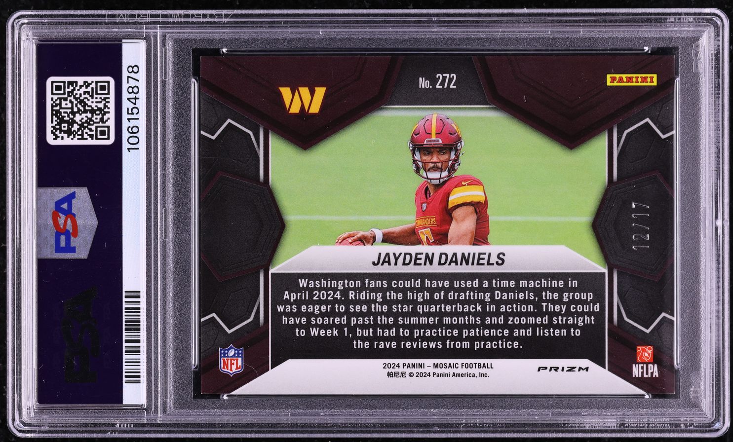 2024 Panini Mosaic Gold Wave Jayden Daniels ROOKIE /17 #272 PSA 9 MINT