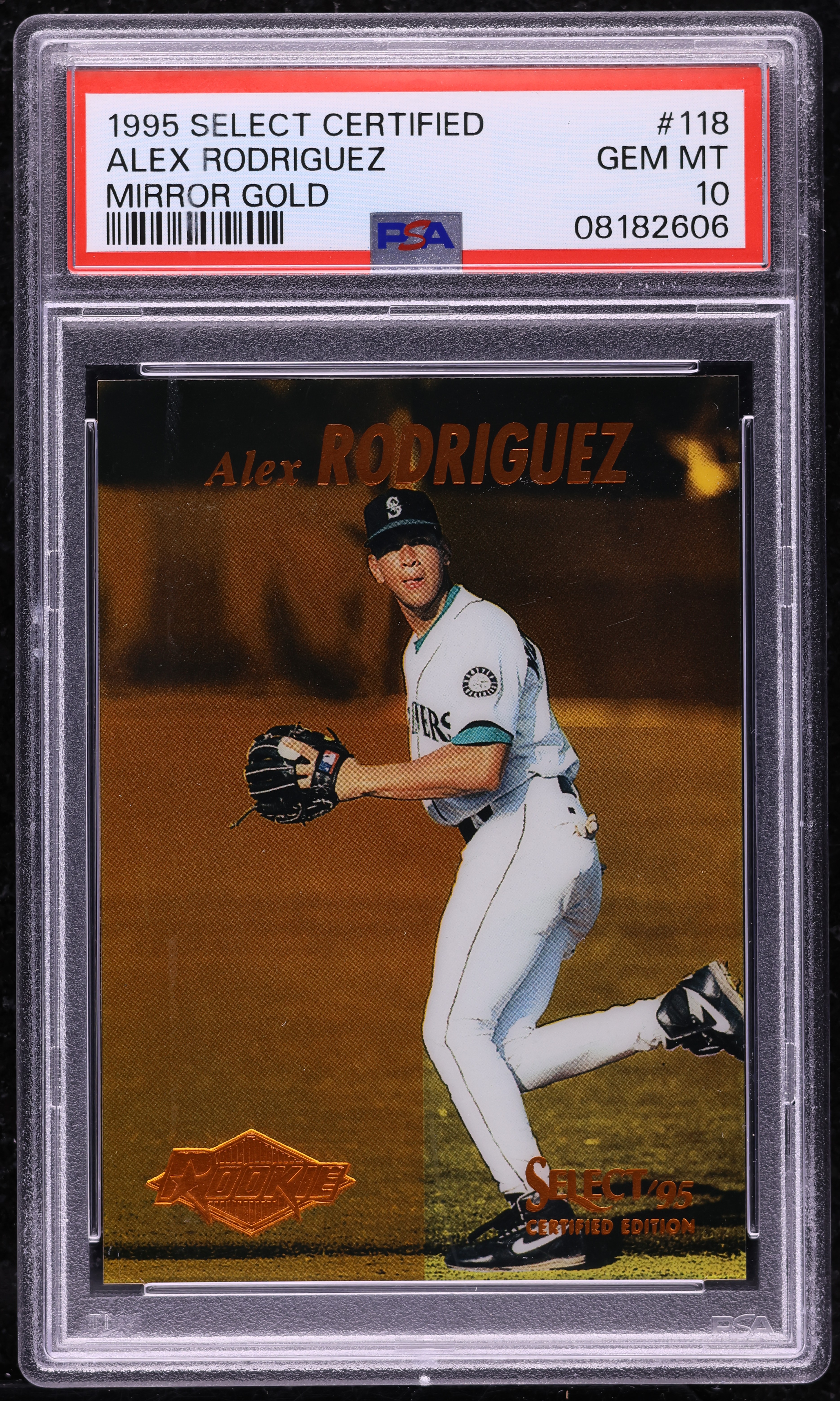 1995 Select Certified Mirror Gold Alex Rodriguez ROOKIE #118 PSA