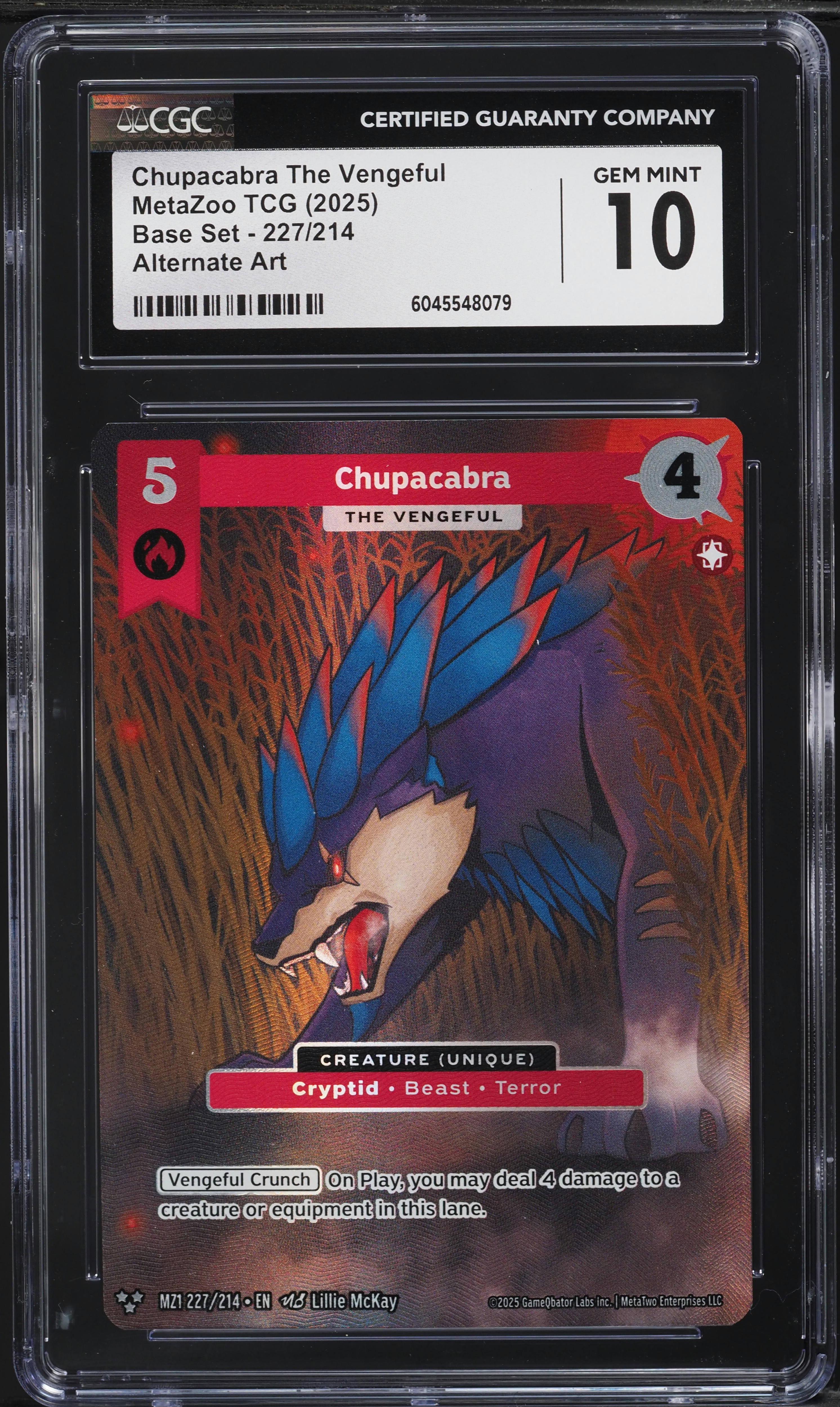 2025 MetaZoo TCG Base Set Alt Art Chupacabra The Vengeful #227 CGC