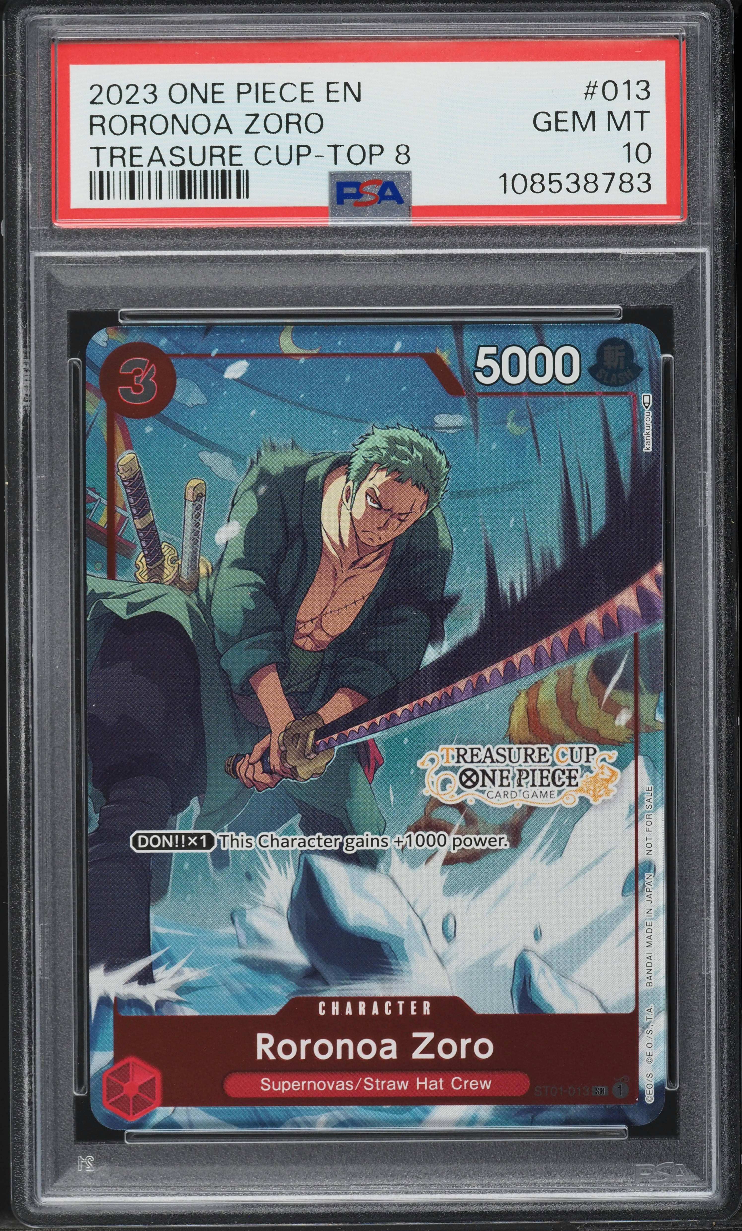 2023 One Piece Promo Treasure Cup Top 8 Roronoa Zoro #ST01-013 PSA