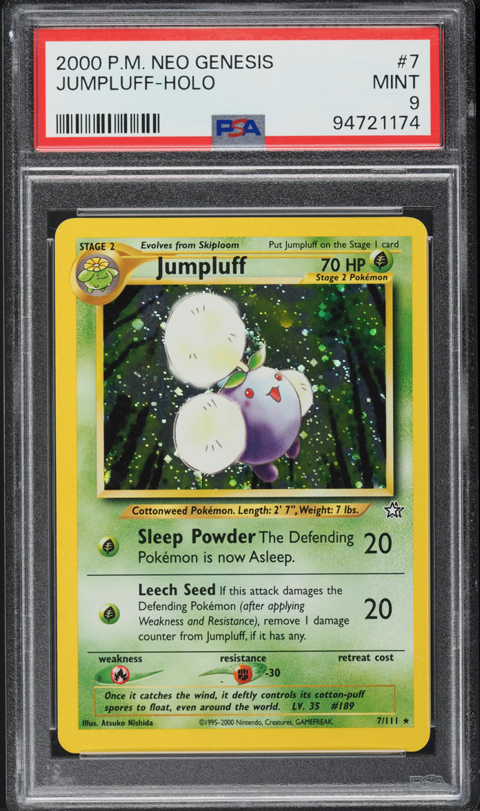 2000 Pokemon Neo Genesis Holo Jumpluff #7 PSA 9 MINT