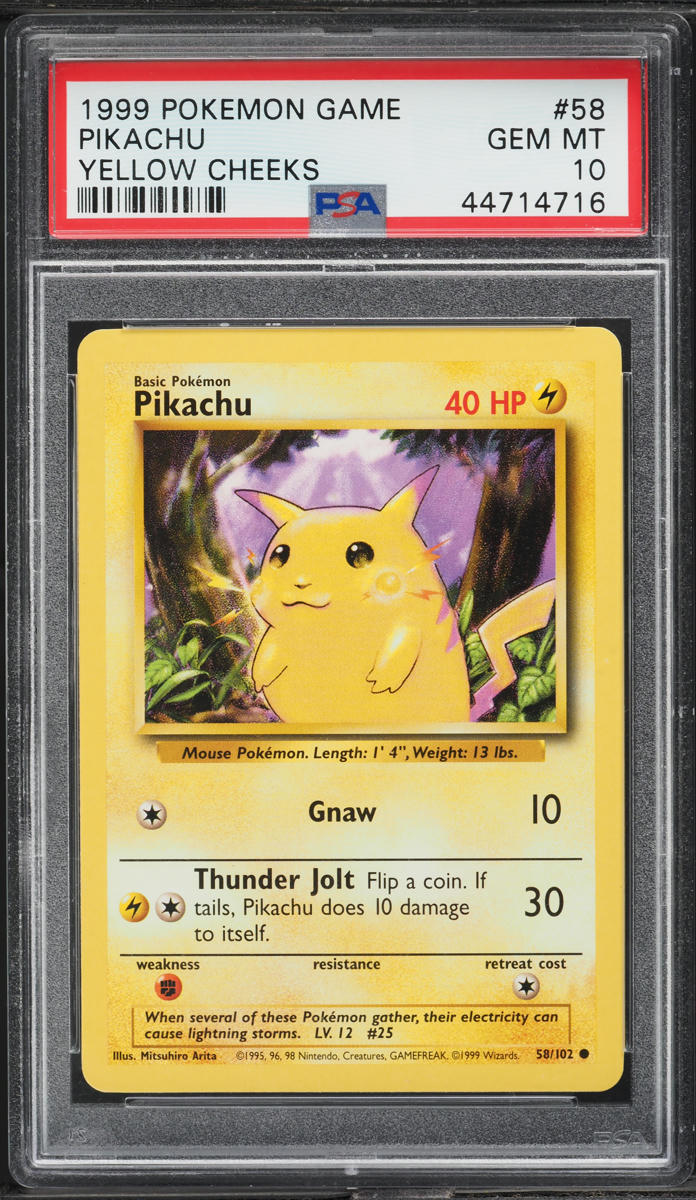 1999 Pokemon Base Set Yellow Cheeks Pikachu #58 PSA 10 GEM MINT