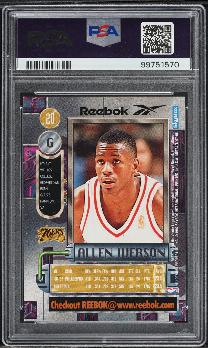 1997 Metal Universe Reebok Bronze Allen Iverson #20 PSA 6 EXMT