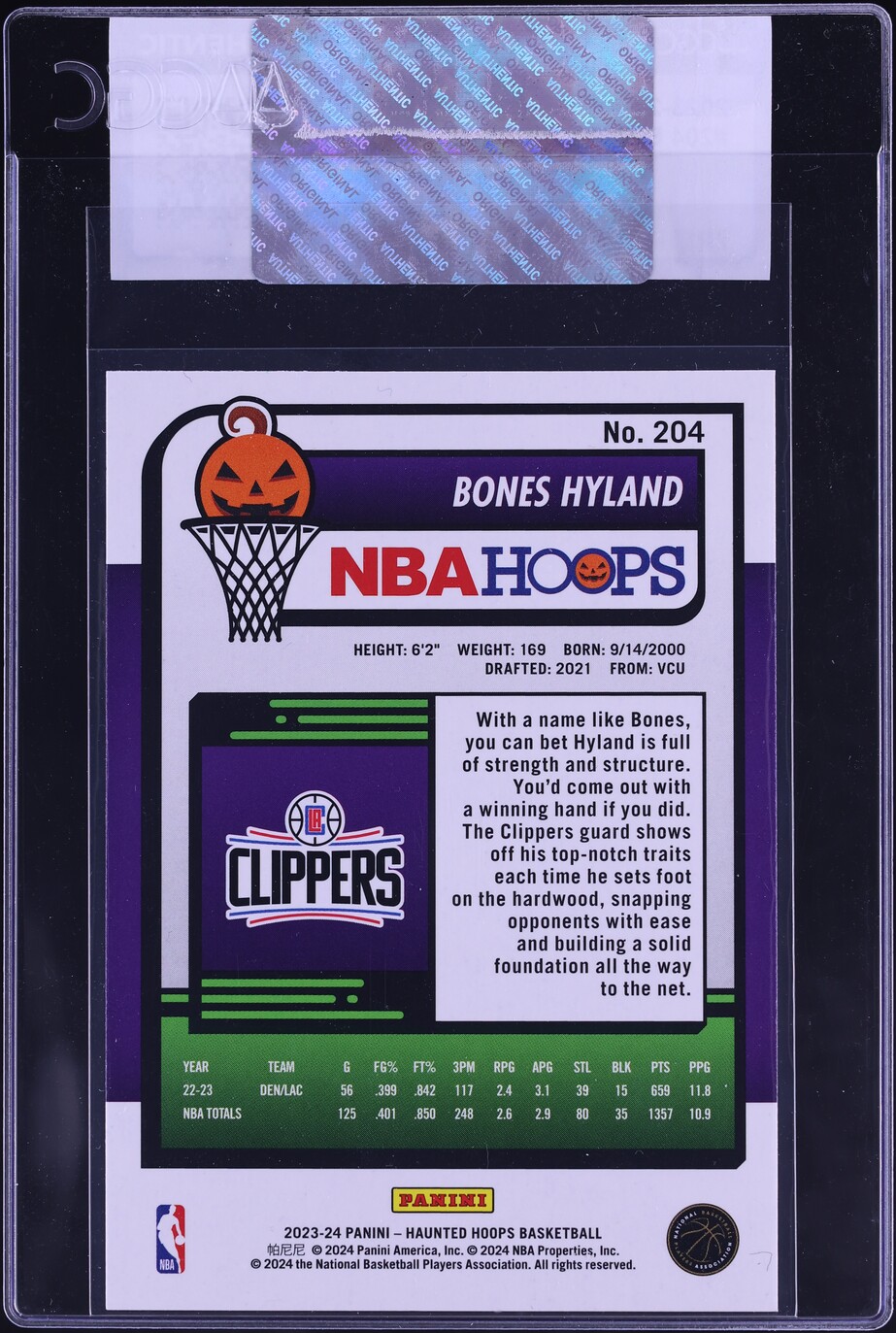2023 Haunted Hoops Bones Hyland #204 CGC AUTH