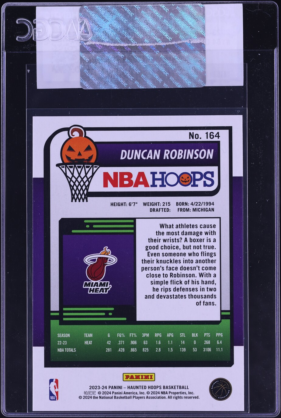 2023 Haunted Hoops Duncan Robinson #164 CGC AUTH