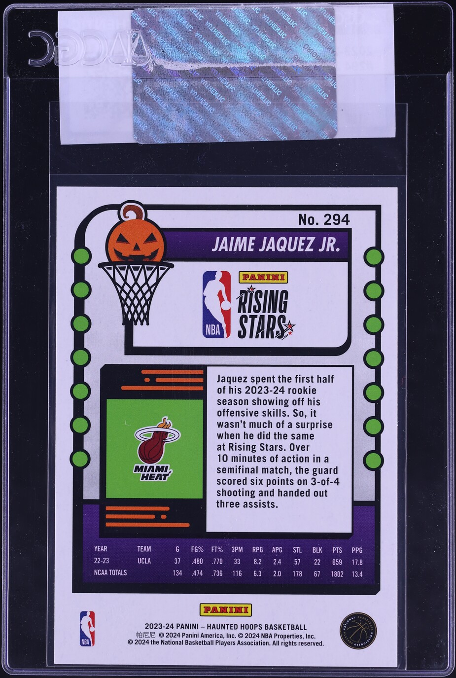 2023 Haunted Hoops Jaime Jaquez Jr. ROOKIE #294 CGC AUTH
