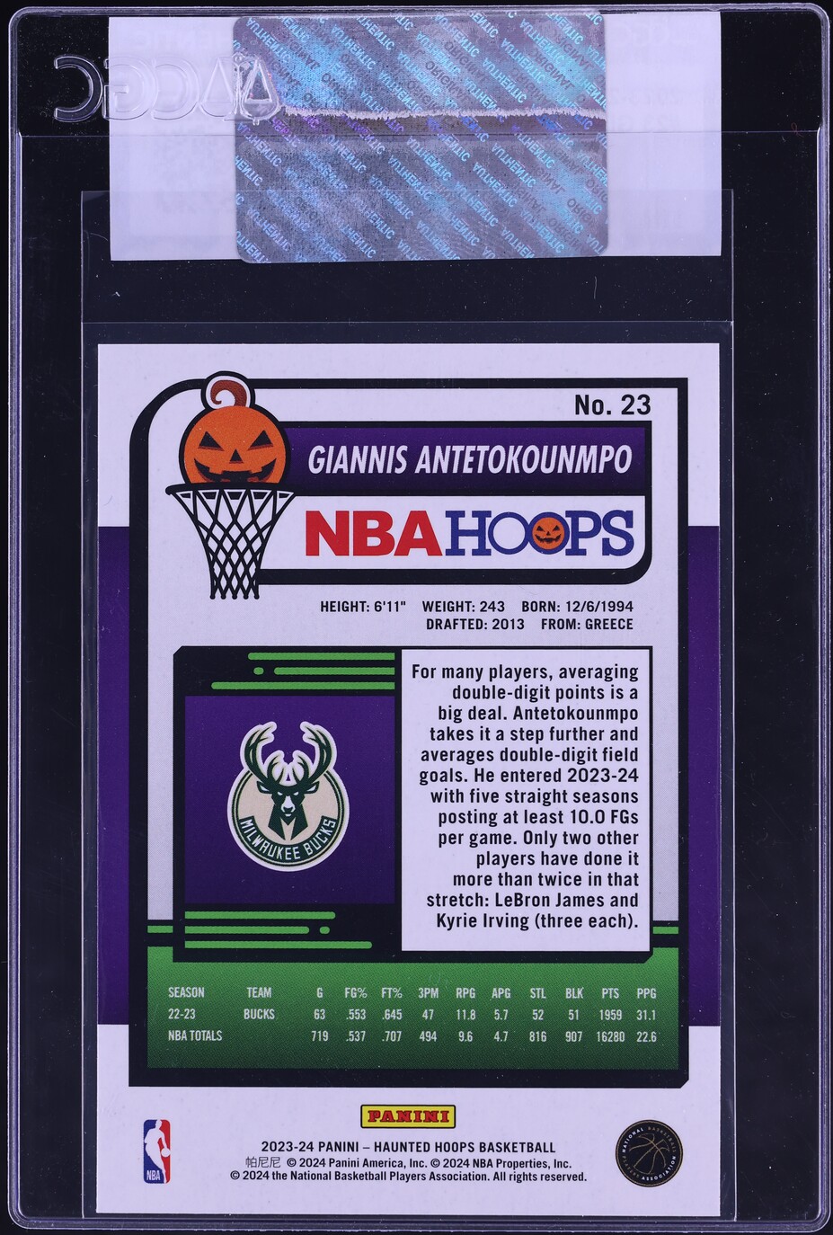 2023 Haunted Hoops Giannis Antetokounmpo #23 CGC AUTH