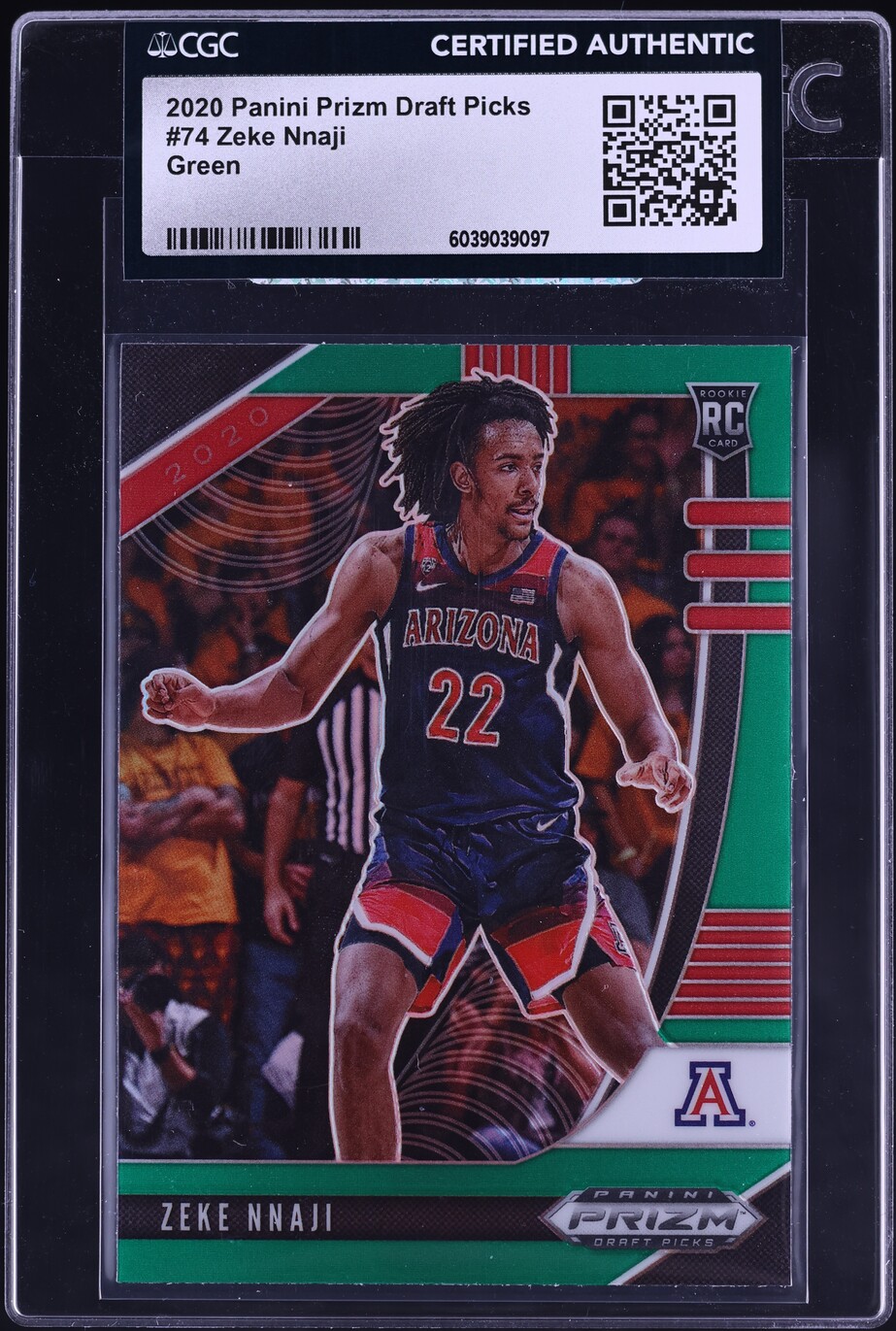 2020 Panini Prizm Draft Picks Green Zeke Nnaji ROOKIE #74 CGC AUTH