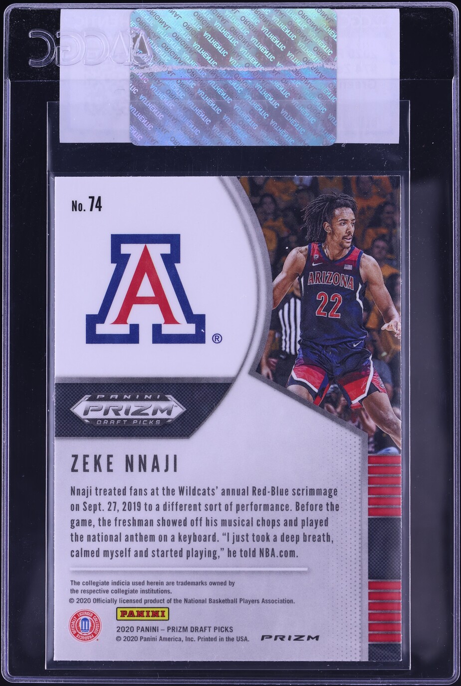 2020 Panini Prizm Draft Picks Green Zeke Nnaji ROOKIE #74 CGC AUTH