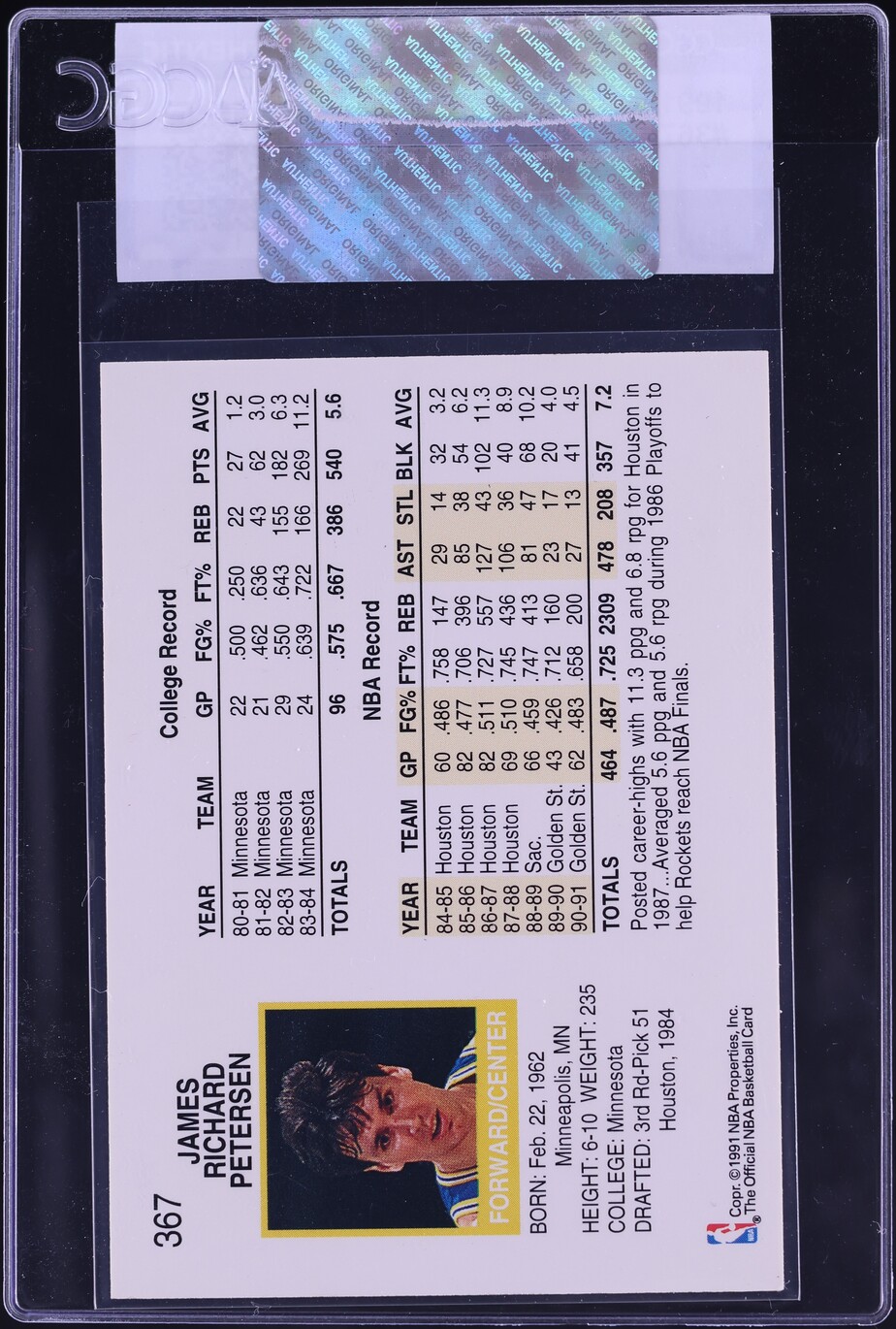 1991 Hoops Jim Petersen #367 CGC AUTH