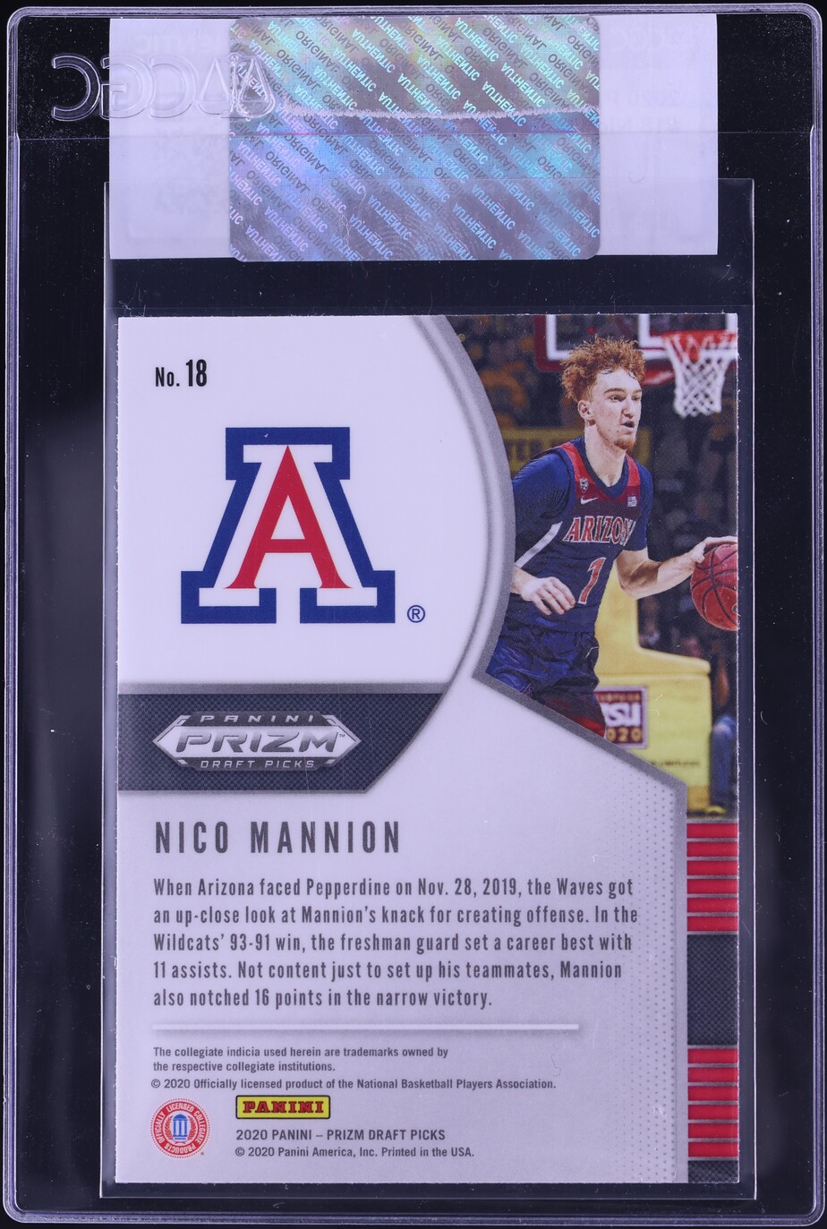 2020 Panini Prizm Draft Picks Nico Mannion ROOKIE #18 CGC AUTH