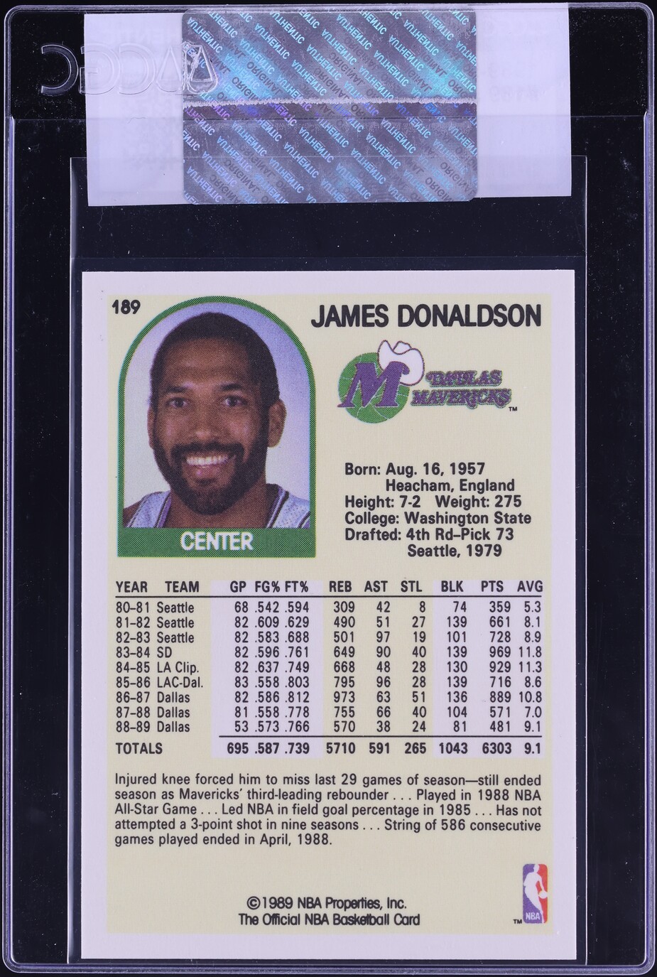 1989 Hoops James Donaldson #189 CGC AUTH