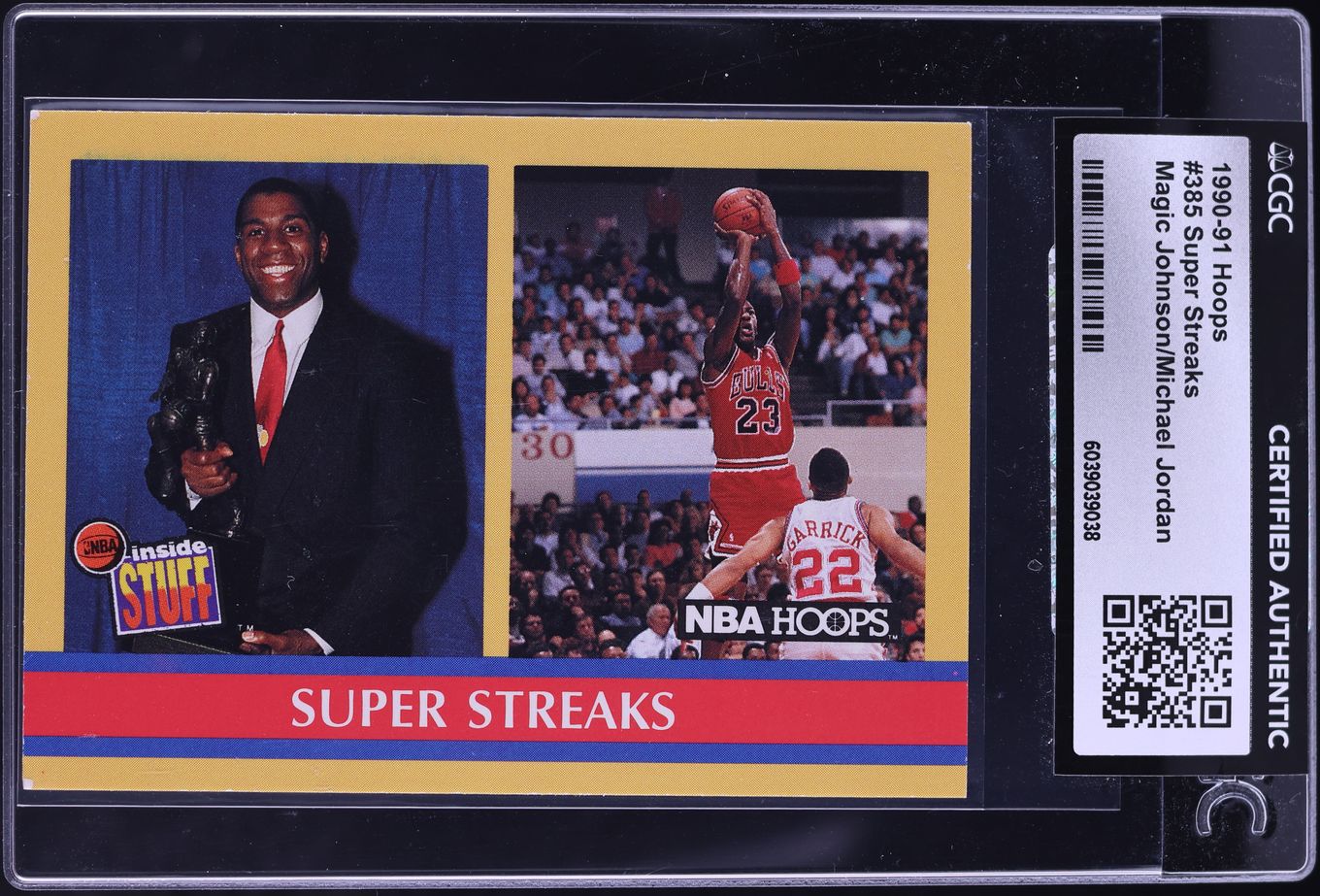1990 Hoops Super Streaks Magic Johnson Michael Jordan #385 CGC AUTH