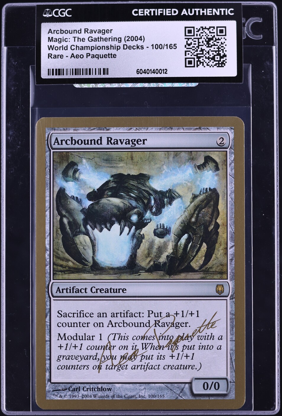 2004 Magic The Gathering MTG World Championships Deck Arcbound Ravager CGC  AUTH on Fanatics Collect