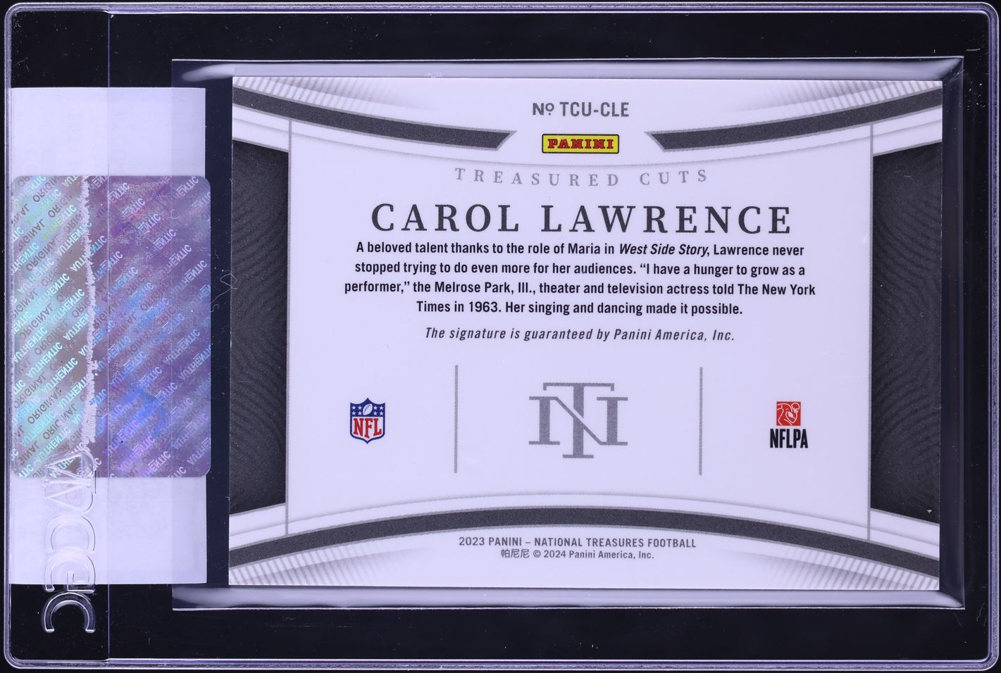 2023 National Treasures Treasured Cuts Carol Lawrence AUTO 1/1 #TCU-CLE CGC AUTH