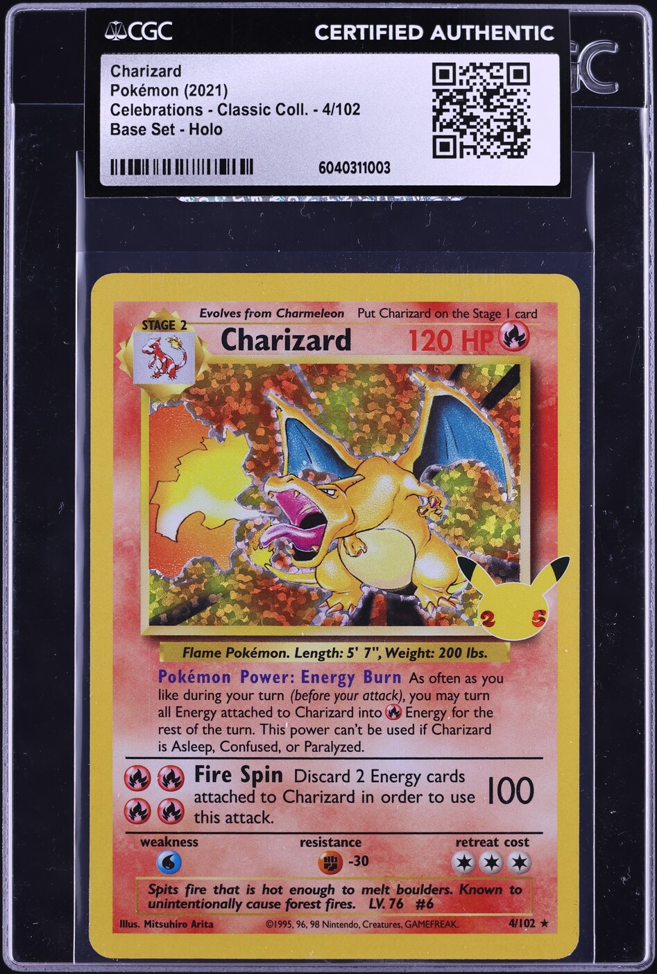 2021 Pokemon SWSH Celebrations Classic Collection Holo Charizard #4 CGC AUTH