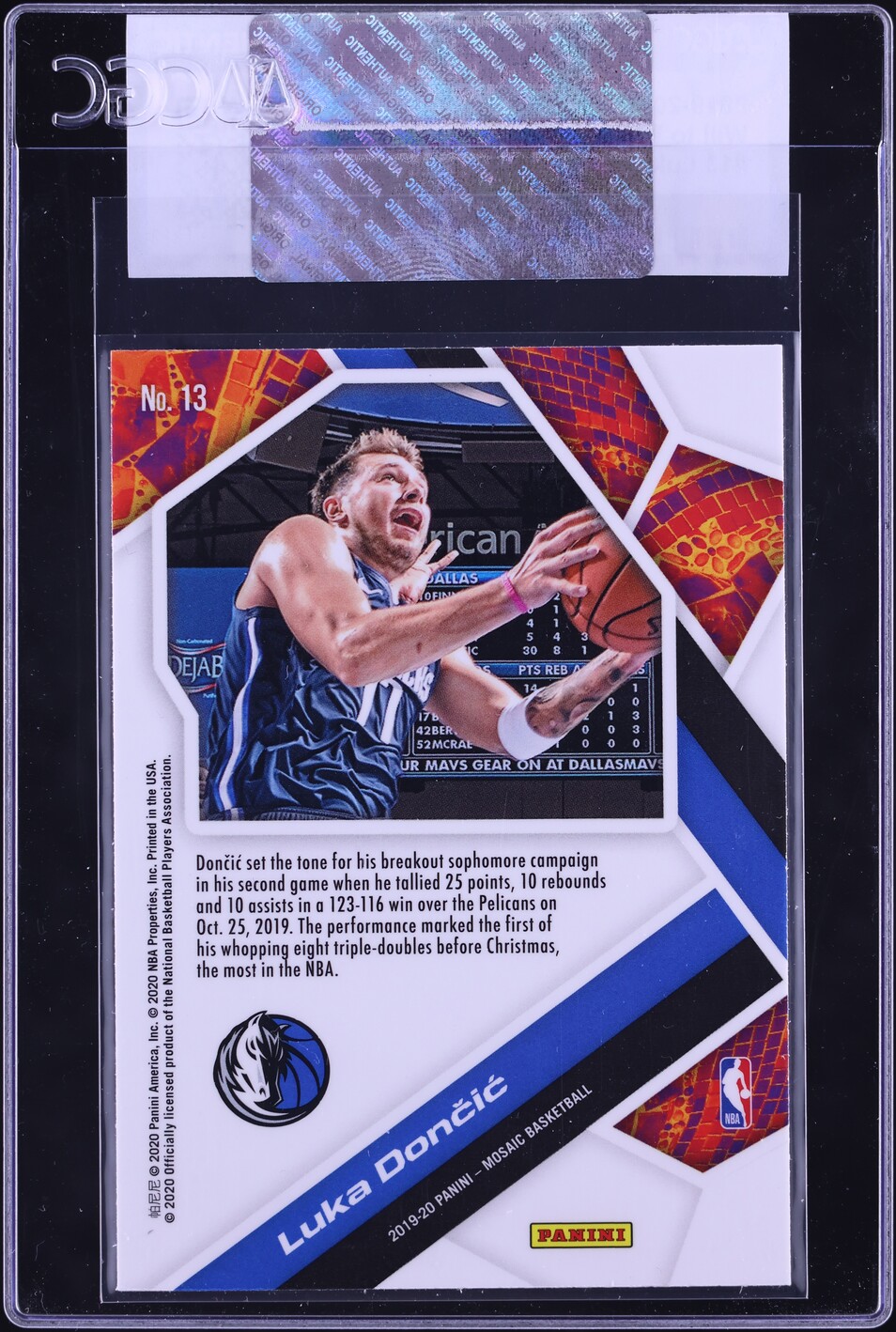 2019 Panini Mosaic Will To Win Luka Doncic #13 CGC AUTH