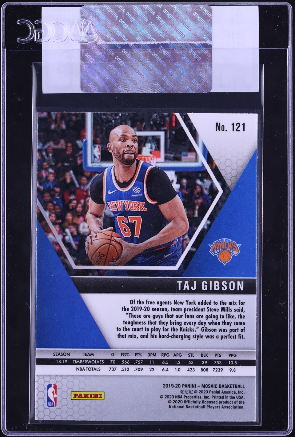 2019 Panini Mosaic Taj Gibson #121 CGC AUTH