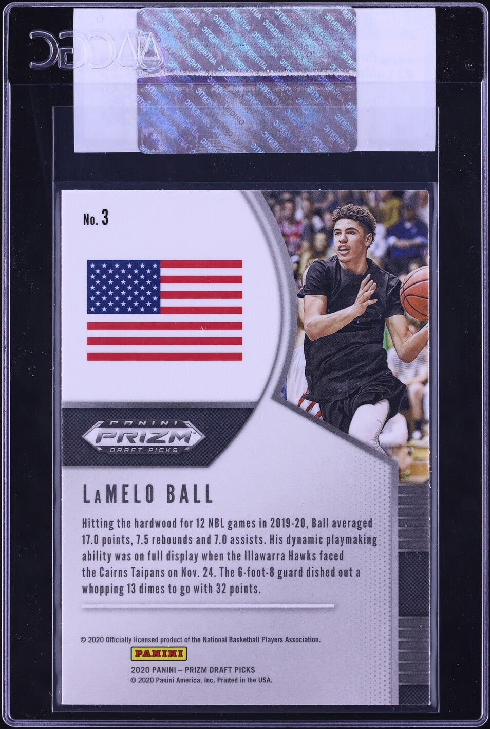 2020 Panini Prizm Draft Picks LaMelo Ball ROOKIE #3 CGC AUTH