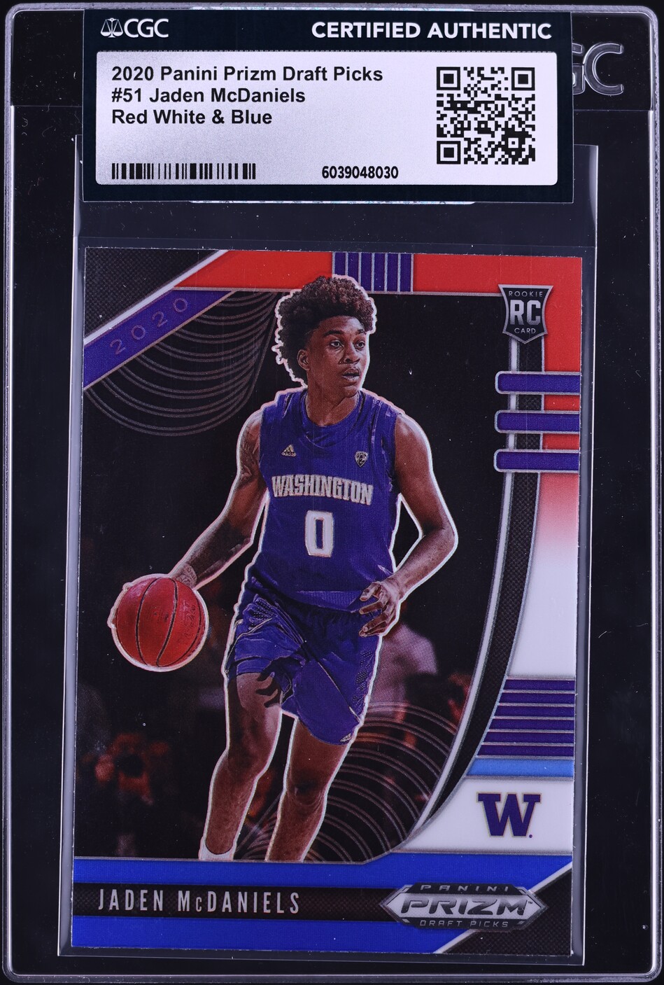 2020 Panini Prizm Draft Picks Red White & Blue Jaden McDaniels ROOKIE CGC AUTH
