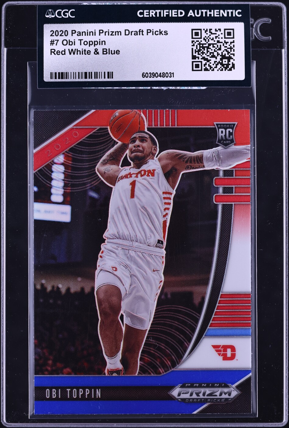 2020 Panini Prizm Draft Picks Red White & Blue Obi Toppin ROOKIE #7 CGC AUTH