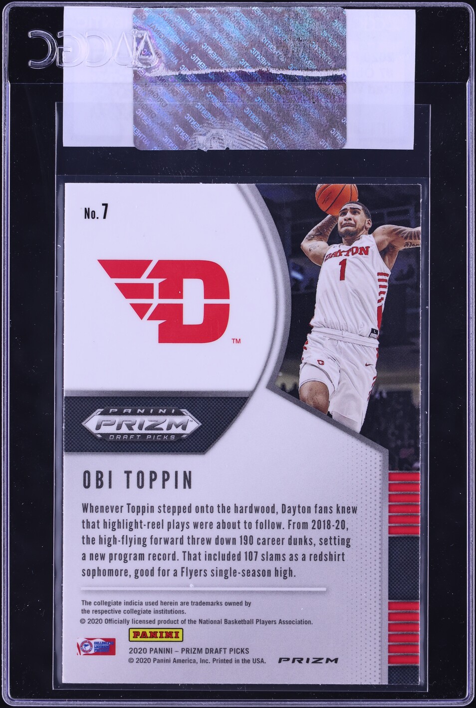 2020 Panini Prizm Draft Picks Red White & Blue Obi Toppin ROOKIE #7 CGC AUTH