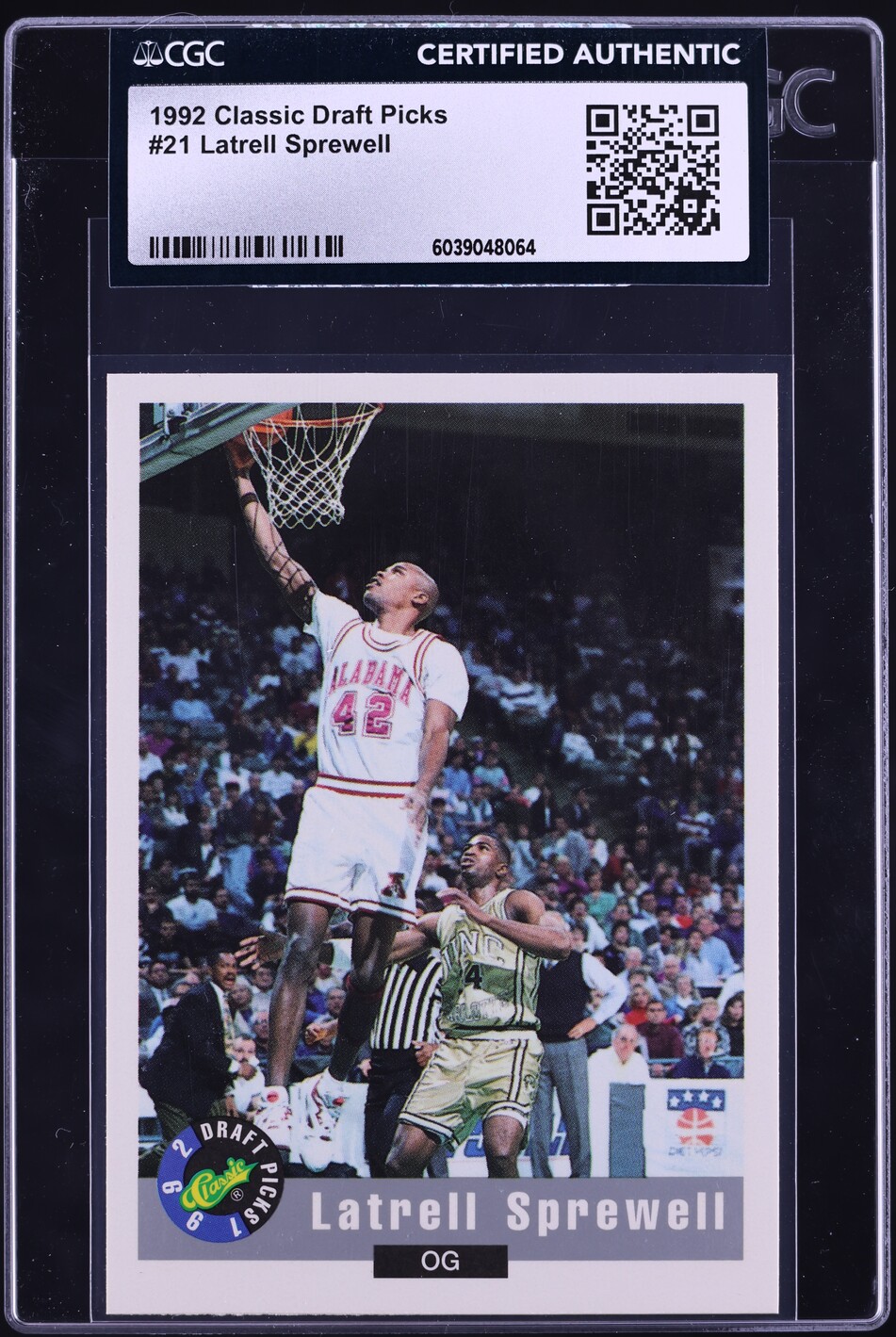1992 Classic Draft Picks Latrell Sprewell ROOKIE #21 CGC AUTH