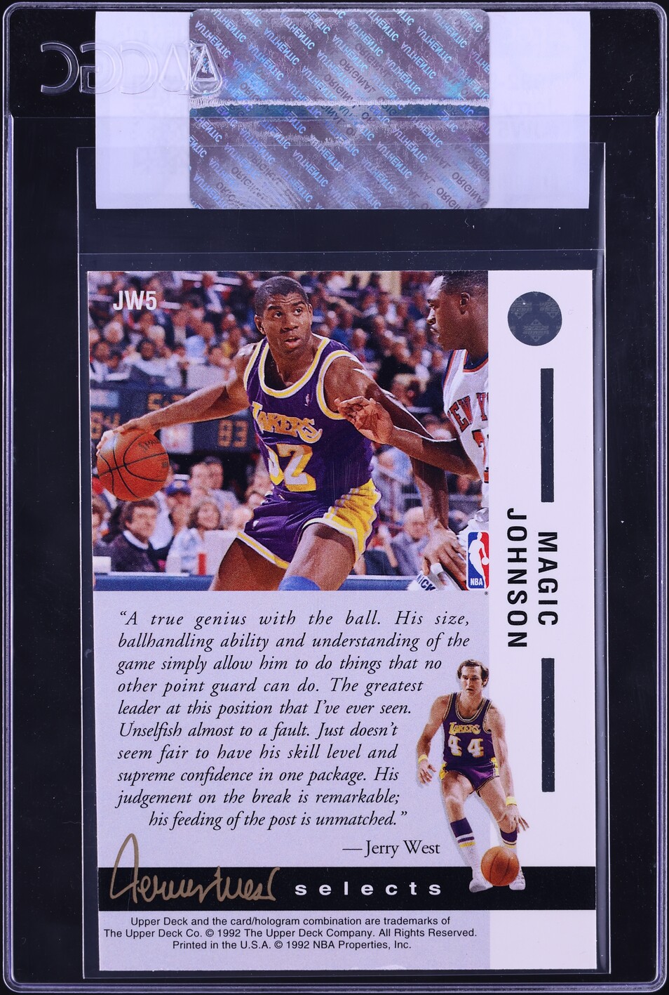 1992 Upper Deck Jerry West Selects Magic Johnson #JW5 CGC AUTH