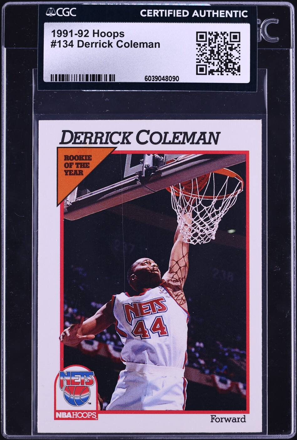1991 Hoops Derrick Coleman #134 CGC AUTH