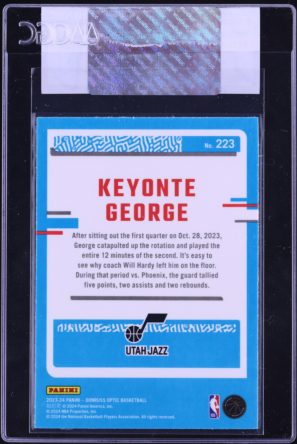 2023 Donruss Optic Keyonte George ROOKIE #223 CGC AUTH