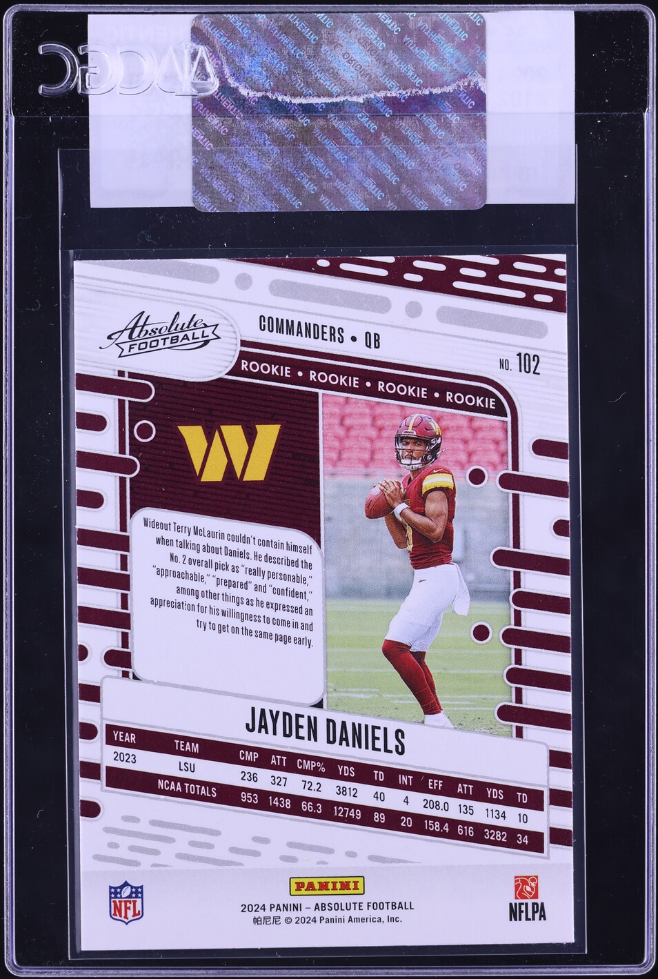 2024 Absolute Football Jayden Daniels ROOKIE #102 CGC AUTH