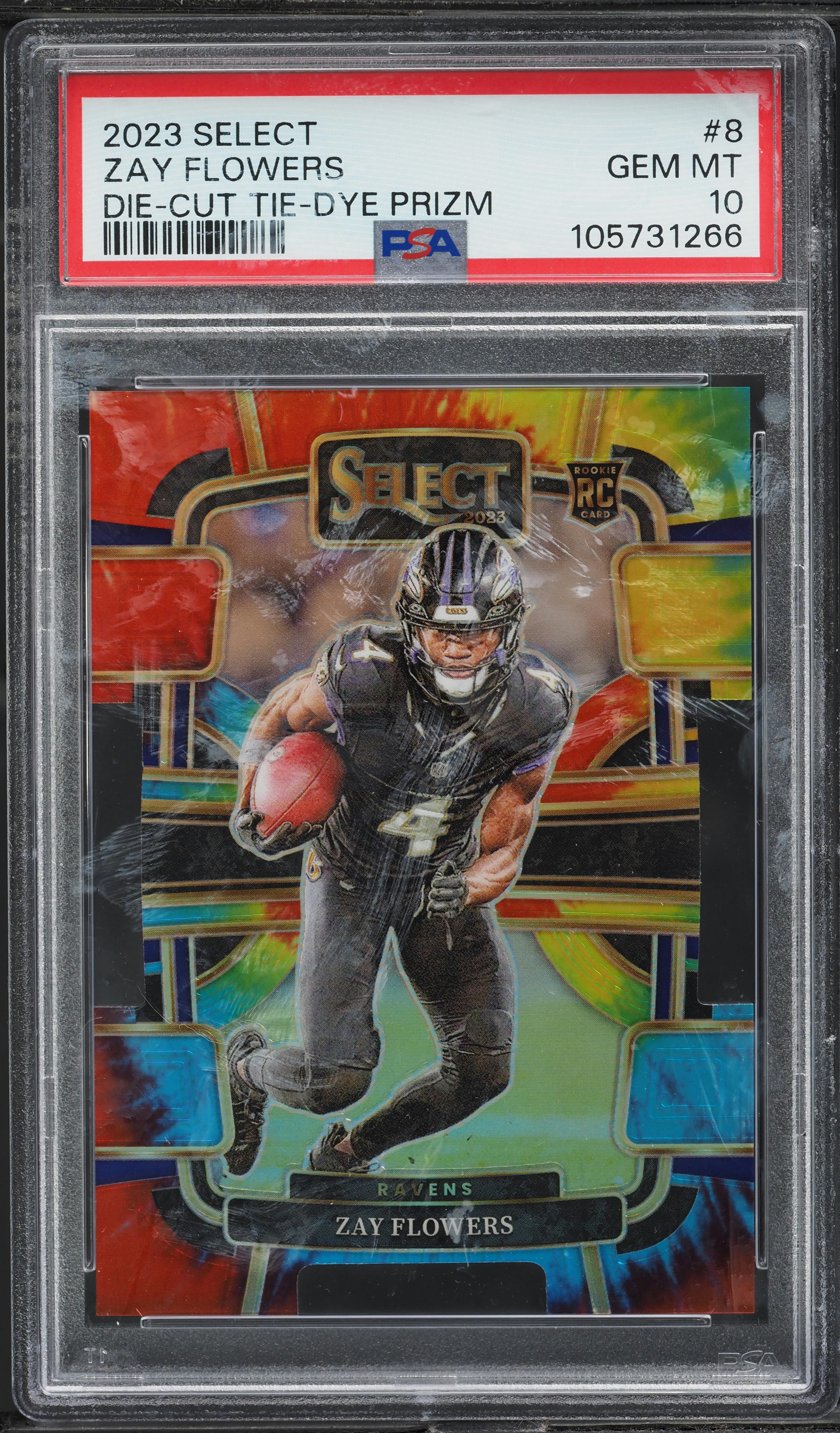 2023 Select Concourse Tie-Dye Prizm Die-Cut Zay Flowers ROOKIE /25