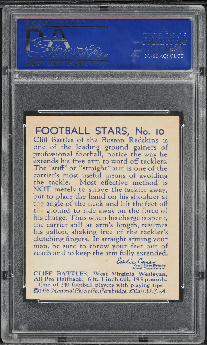 1935 National Chicle Football Cliff Battles #10 PSA 5 EX