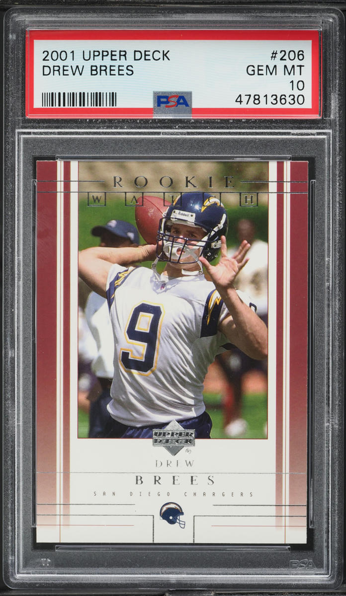 2001 Upper Deck Football Drew Brees ROOKIE #206 PSA 10 GEM MINT