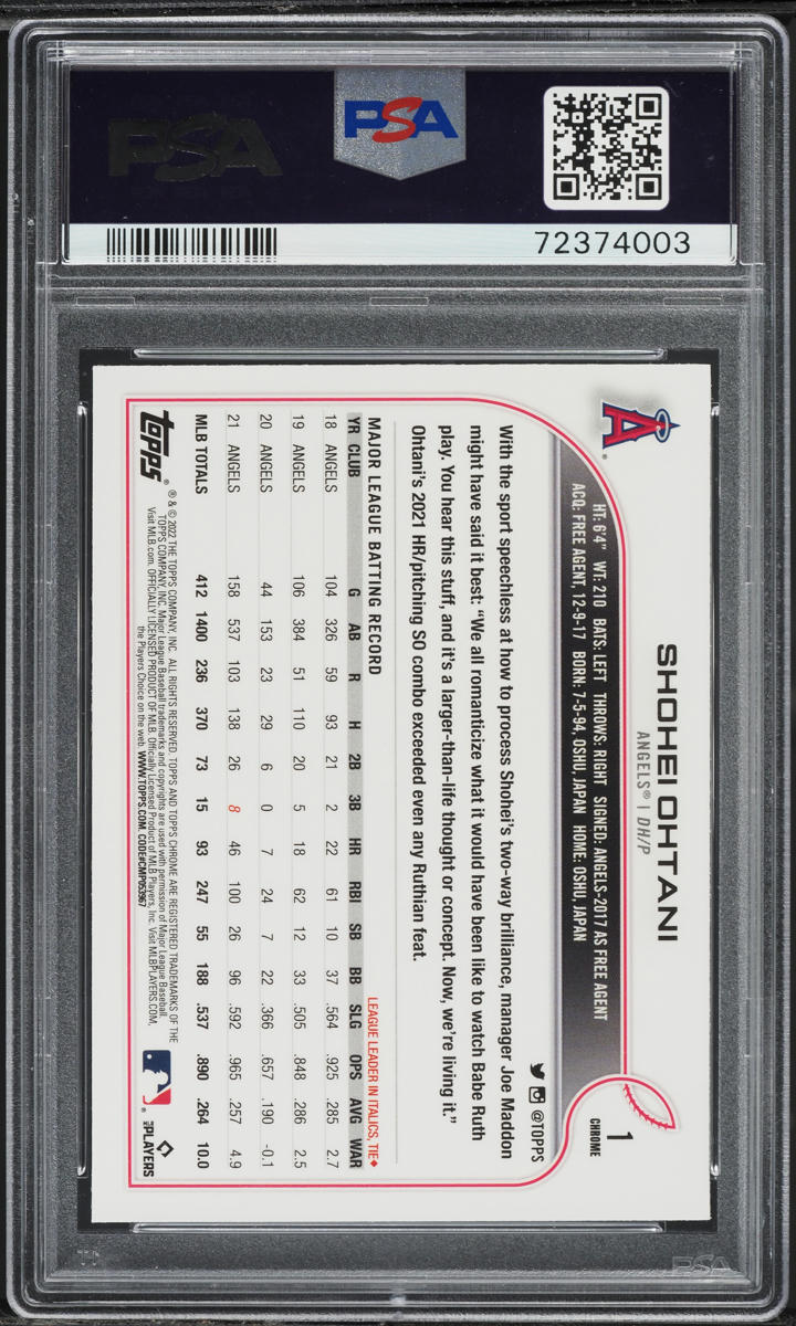 2022 Topps Chrome Xfractor Shohei Ohtani #1 PSA 10 GEM MINT