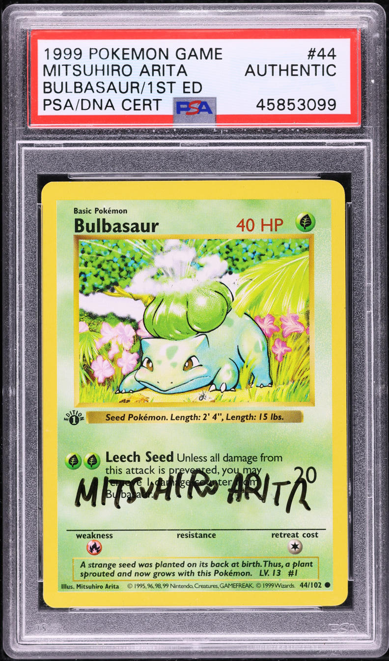 1999 Pokemon Base Set 1st Ed Bulbasaur Mitsuhiro Arita AUTO #44