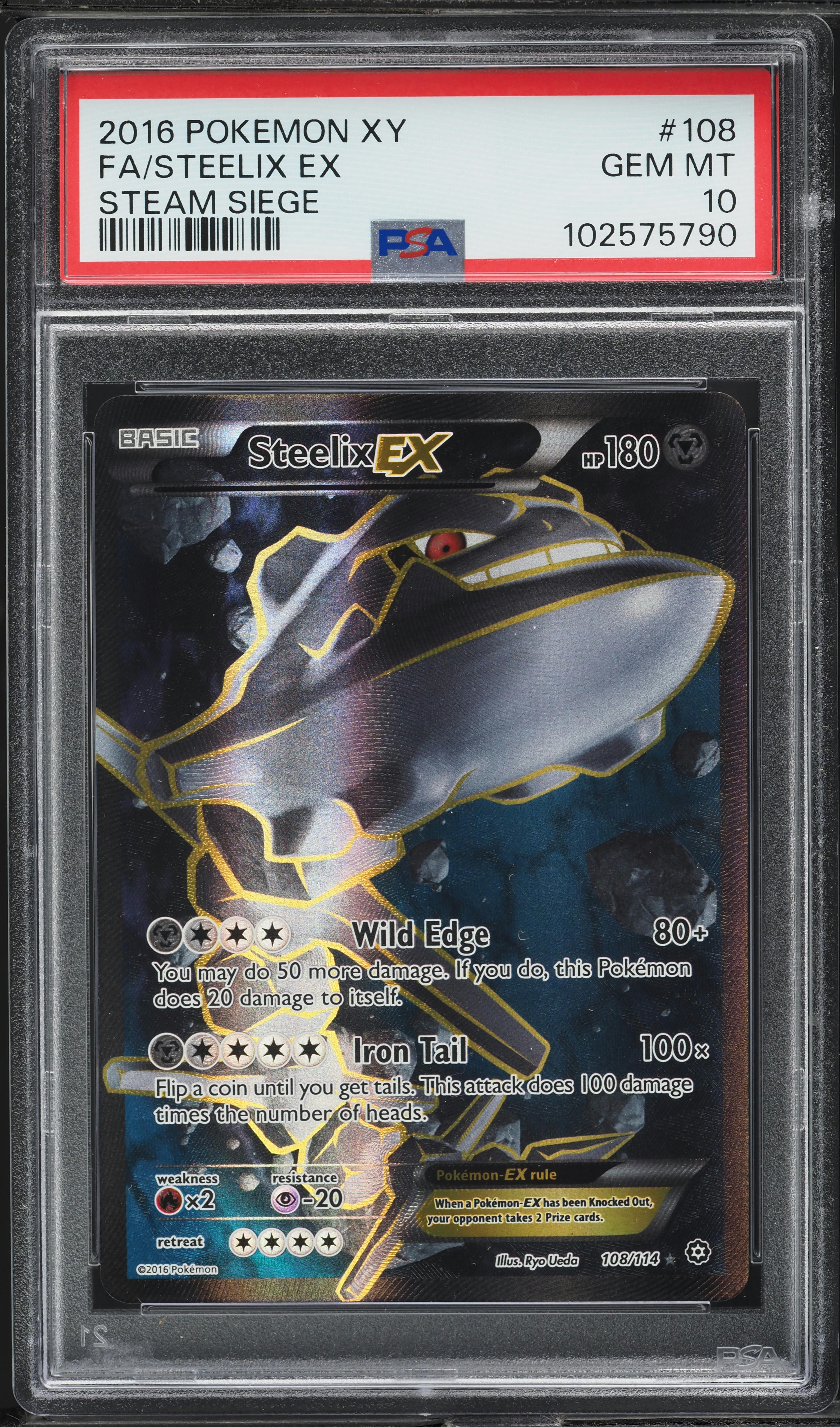 2016 Pokemon XY Steam Siege Full Art Steelix EX #108 PSA 10 GEM